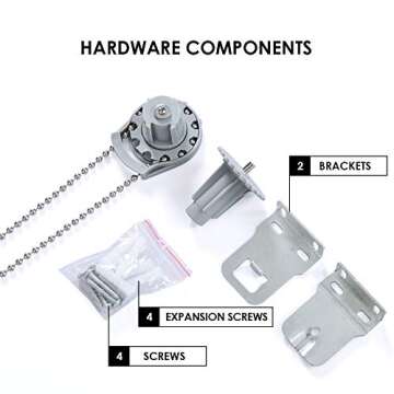 ALLBRIGHT Thermal Insulated UV Protection Striped Jacquard 100% Blackout Roller Shades for Windows (35 x 83 inches, Static White)