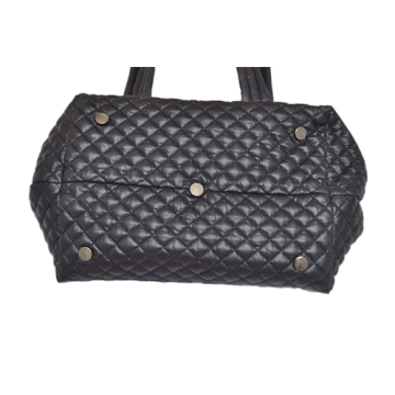 CLARANY Comfortable Lightweight Large Quilted Zipper Tote with Pouch water repellent Black