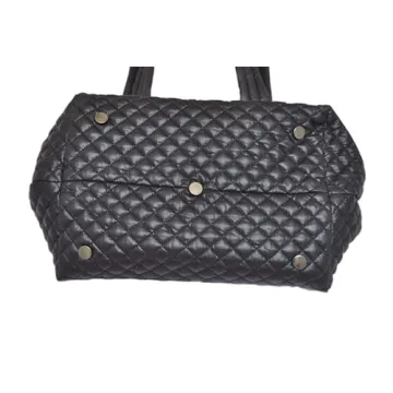 CLARANY Comfortable Lightweight Large Quilted Zipper Tote with Pouch water repellent Black