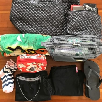 CLARANY Comfortable Lightweight Large Quilted Zipper Tote with Pouch water repellent Black