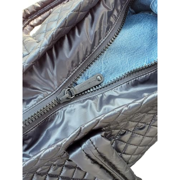 CLARANY Comfortable Lightweight Large Quilted Zipper Tote with Pouch water repellent Black