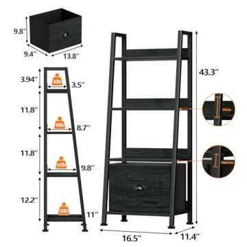 Furologee 4-Tier Ladder Shelf with Removable Drawer