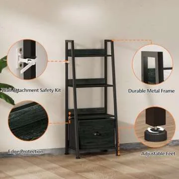 Furologee 4-Tier Ladder Shelf with Removable Drawer