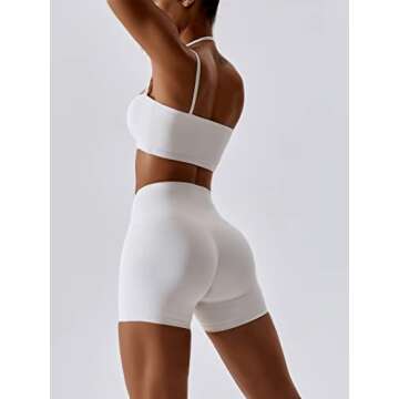 ABOCIW Workout Sets for Women Halter Bandeau Sport Bra Crop Tops High Waist Booty Shorts 2 Piece Gym...