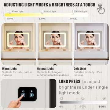 FREDEES Farmhouse Vanity Desk with Mirror,Small Makeup Vanity Set with Customizable Lighting,Compact...