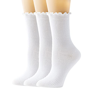 Stylish SEMOHOLLI Ankle Socks with Ruffle Cuff - 3 Pairs