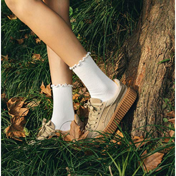 Stylish SEMOHOLLI Ankle Socks with Ruffle Cuff - 3 Pairs