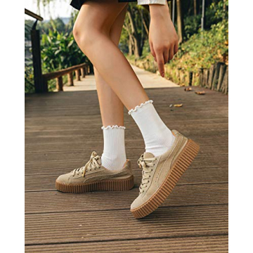 Stylish SEMOHOLLI Ankle Socks with Ruffle Cuff - 3 Pairs