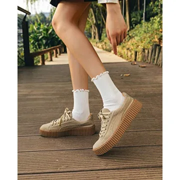 Stylish SEMOHOLLI Ankle Socks with Ruffle Cuff - 3 Pairs