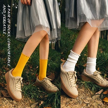 Stylish SEMOHOLLI Ankle Socks with Ruffle Cuff - 3 Pairs