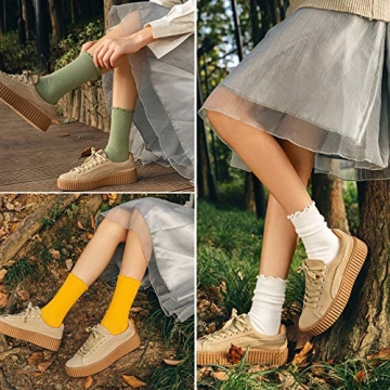 Stylish SEMOHOLLI Ankle Socks with Ruffle Cuff - 3 Pairs