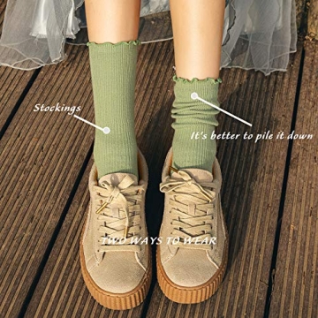 Stylish SEMOHOLLI Ankle Socks with Ruffle Cuff - 3 Pairs