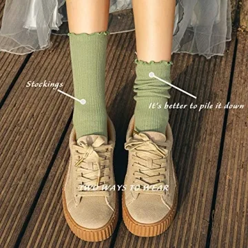 Stylish SEMOHOLLI Ankle Socks with Ruffle Cuff - 3 Pairs