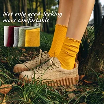 Stylish SEMOHOLLI Ankle Socks with Ruffle Cuff - 3 Pairs