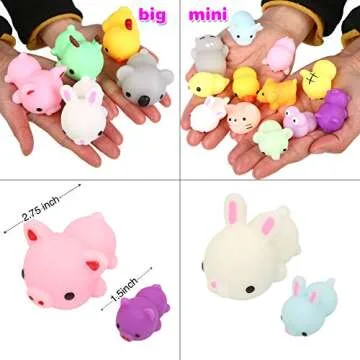 KINGYAO Squishy Toy 5Pcs Medium Size 3inch Party Favors for Kids Kawaii Animal Stress Reliever Anxiety Xmas Gifts Rabbit Toy Storage Box