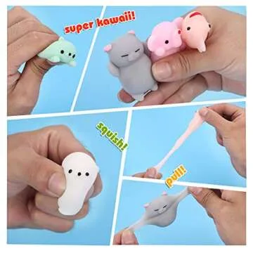 KINGYAO Squishy Toy 5Pcs Medium Size 3inch Party Favors for Kids Kawaii Animal Stress Reliever Anxiety Xmas Gifts Rabbit Toy Storage Box