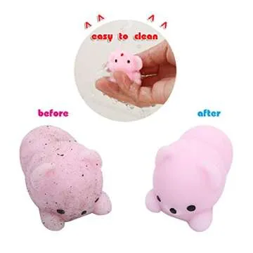 KINGYAO Squishy Toy 5Pcs Medium Size 3inch Party Favors for Kids Kawaii Animal Stress Reliever Anxiety Xmas Gifts Rabbit Toy Storage Box