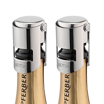 WOTOR Champagne Stoppers - Premium Stainless Steel Corks (2 Pack)