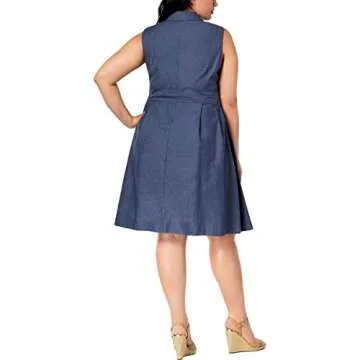 Anne Klein Plus Size Chambray Wrap Dress in Indigo