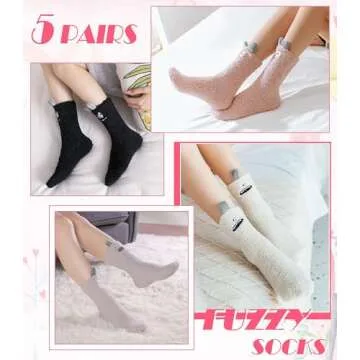 DYW Fuzzy Socks for Women Soft Cozy Fluffy Winter Warm Slipper Socks Home Sleeping Animal Socks (5 C...