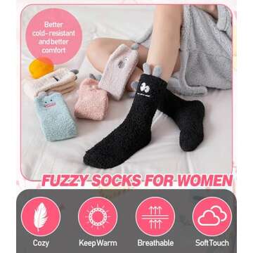 DYW Fuzzy Socks for Women Soft Cozy Fluffy Winter Warm Slipper Socks Home Sleeping Animal Socks (5 Colors 2)