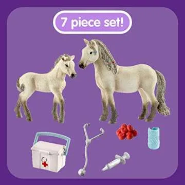 Schleich Horse Club, Horse Toys for Girls and Boys, Hannah's First-Aid Kit Horse Set with Icelandic Horse Toy, 7 Pieces, Ages 5+