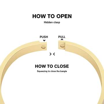 AILPIWE Stainless Steel Bangle Bracelet for Women, Gold Plated Cubic Zirconia Stones Stainless Steel Hinged Jewelry Oval Bangle for Women Men Gifts