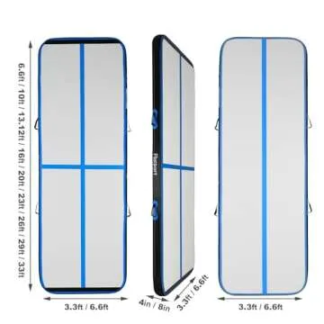 FBSPORT Inflatable Air Gymnastics Mat Training Mats - 4/8 inches Thick for Home, Training, Cheerlead...