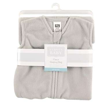 Hudson Baby Unisex Baby Plush Sleeping Bag, Sack, Blanket, Solid Light Gray Fleece, 6-12 Months