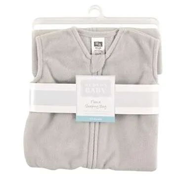 Hudson Baby Unisex Baby Plush Sleeping Bag, Sack, Blanket, Solid Light Gray Fleece, 6-12 Months