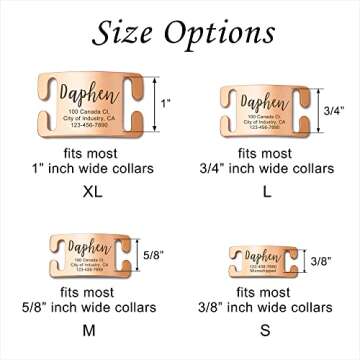 Anavia Slide On Silent Pet ID Tags, S/M/L/XL Personalized Gold Black Stainless Steel Customized Engr...
