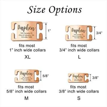 Anavia Slide On Silent Pet ID Tags, S/M/L/XL Personalized Gold Black Stainless Steel Customized Engr...