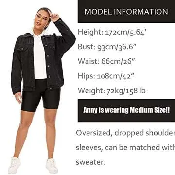 Cantonwalker Oversized Vintage Denim Jacket for Women