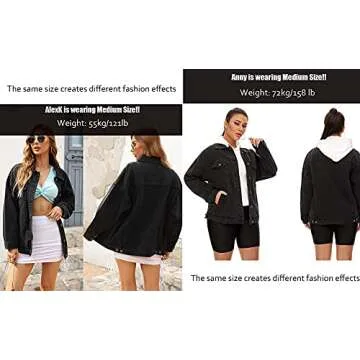Cantonwalker Oversized Vintage Denim Jacket for Women