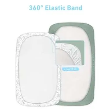 Babebay Bassinet Sheet Fitted for Baby Boy and Girl, Jersey Knit Cotton for Natural Comfort Fitted for Oval, Hourglass and Rectangular Mattress, Soft and Safe, 2 Pack (Sage Green)