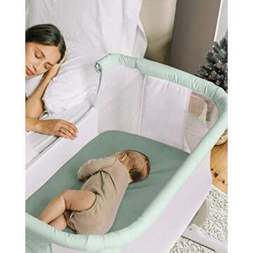 Babebay Bassinet Sheet Fitted for Baby Boy and Girl, Jersey Knit Cotton for Natural Comfort Fitted for Oval, Hourglass and Rectangular Mattress, Soft and Safe, 2 Pack (Sage Green)