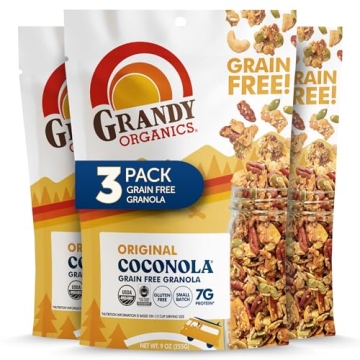 Grandy Organics Original Coconola Granola – Organic, Gluten Free, Vegan, 3-Pack