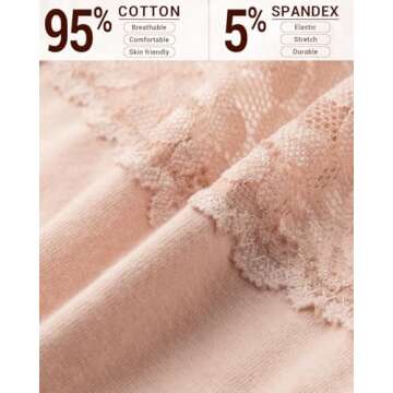 Jo & Bette Lace Thongs for Women - 6 Pack No Show Thongs - Lace Panties Cotton Underwear Pack Soft S...