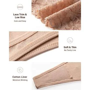 Jo & Bette Lace Thongs for Women - 6 Pack of No Show Thongs