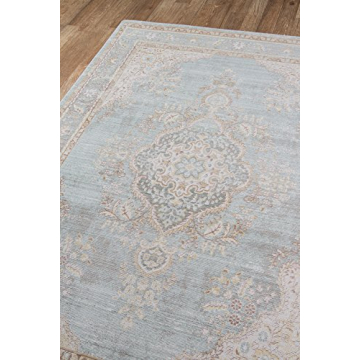Momeni Rugs Isabella Traditional Medallion Flat Weave Area Rug, 5'3" X 7'3", Blue
