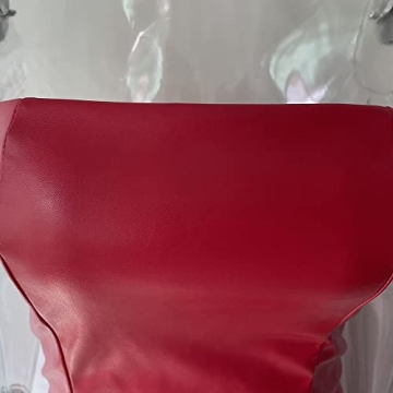XLLAIS Women Red Faux Leather Strapless Midi Dress