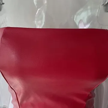 XLLAIS Women Red Faux Leather Strapless Midi Dress