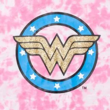 DC Comics Justice League Wonder Woman Little Girls Pajama Shirt and Shorts Tie Dye Pink 5-6