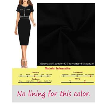 VFSHOW Womens Black Button Tweed-Trimed Crew Neck Slim Wear to Work Office Party Bodycon Pencil Dress 8998 BLK S