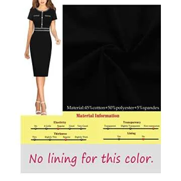 VFSHOW Womens Black Button Tweed-Trimed Crew Neck Slim Wear to Work Office Party Bodycon Pencil Dress 8998 BLK S