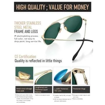 LUENX Aviator Sunglasses for Women Polarized - Driving Trendy Sun Glasses UV 400 Protection Pink Mirror Lens Gold Frame 60mm