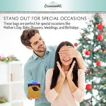 OccasionALL Gold Mini Christmas Gift Bags - 12 Pack