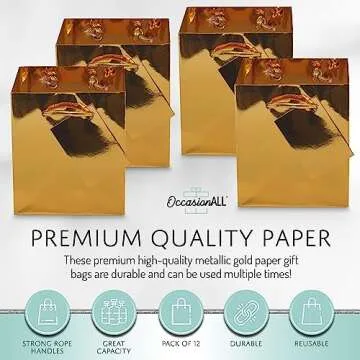 OccasionALL Gold Mini Christmas Gift Bags - 12 Pack