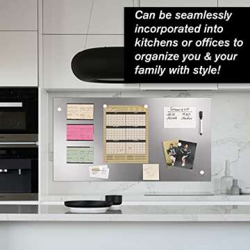 STEELMASTER by BankSupplies Magnetic Bulletin Board | 30 x 14 Inches | Silver | Includes 6 Magnets, 4 x 6 Dry Erase Board & Dry Erase Marker | Scratch Resistant Finish | Horizontal & Vertical Display