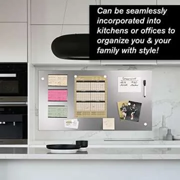 STEELMASTER by BankSupplies Magnetic Bulletin Board | 30 x 14 Inches | Silver | Includes 6 Magnets, 4 x 6 Dry Erase Board & Dry Erase Marker | Scratch Resistant Finish | Horizontal & Vertical Display